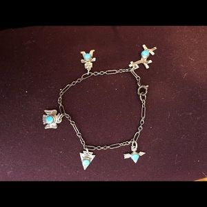 Silver and turquoise charm bracelet